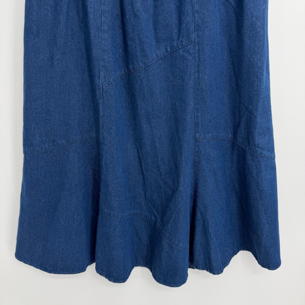 Vintage Circle T by Marilyn Lenox Denim Midi Skirt Size L Western Modest Prairie - Picture 2 of 8